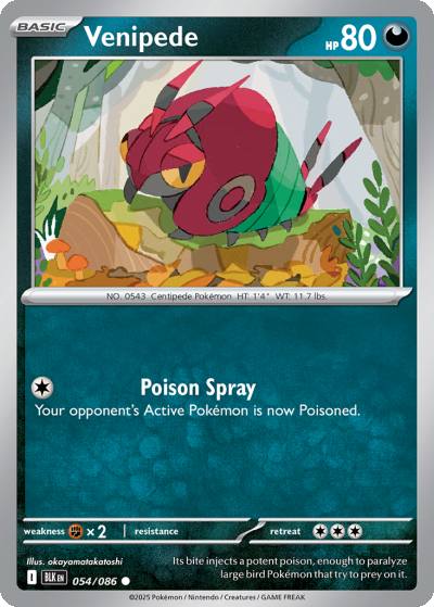 Venipede 54/86 Black Bolt Pokemon card