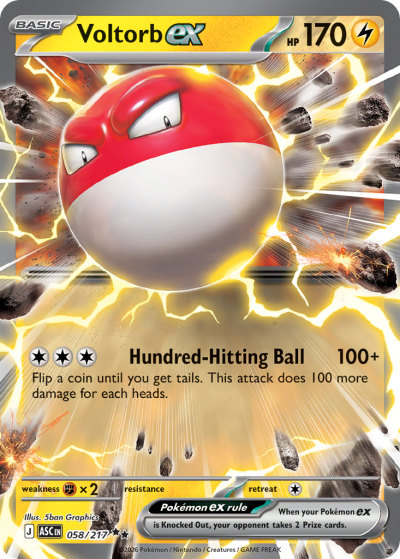 Voltorb ex 58/217 Ascended Heroes Pokemon card