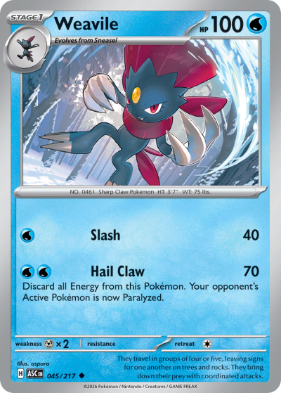 Weavile 45/217 Ascended Heroes Pokemon card