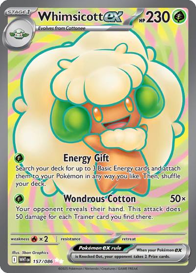 Whimsicott ex 157/86 White Flare Pokemon card
