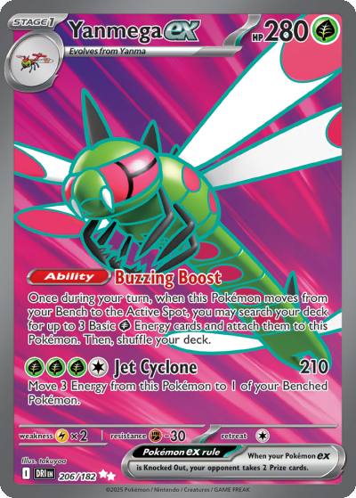 Yanmega ex 206/182 Destined Rivals Pokemon card
