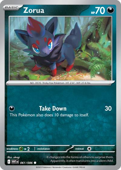 Zorua 61/86 White Flare Pokemon card