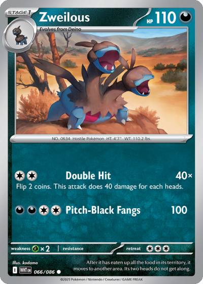 Zweilous 66/86 White Flare Pokemon card