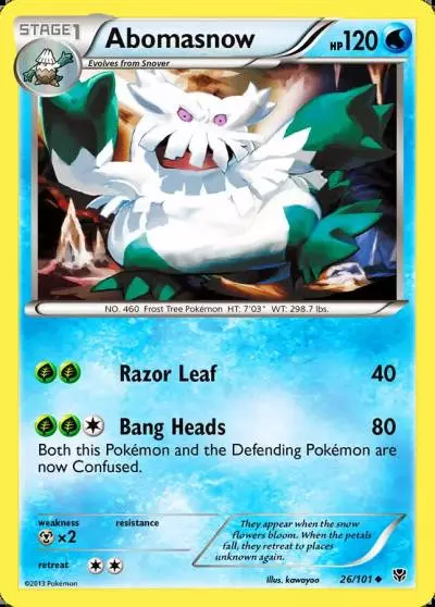 Abomasnow 26/101 Plasma Blast Pokemon card