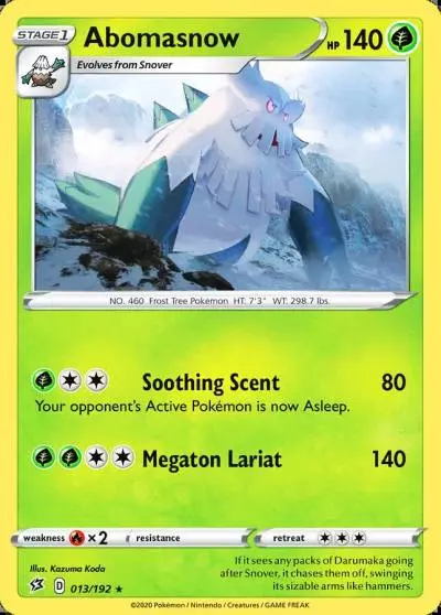 Abomasnow 13/192 Rebel Clash Pokemon card