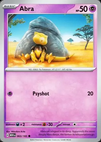Abra 63/165 151 Pokemon card