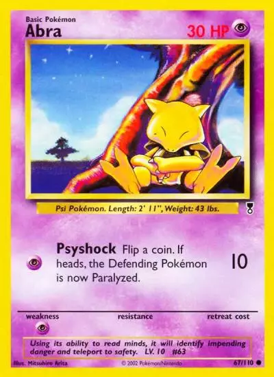 Abra 67/110 Legendary Collection Pokemon card
