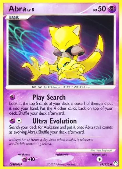 Abra 69/123 Mysterious Treasures Pokemon card