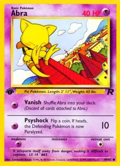 Abra 49/82 Team Rocket Pokemon card