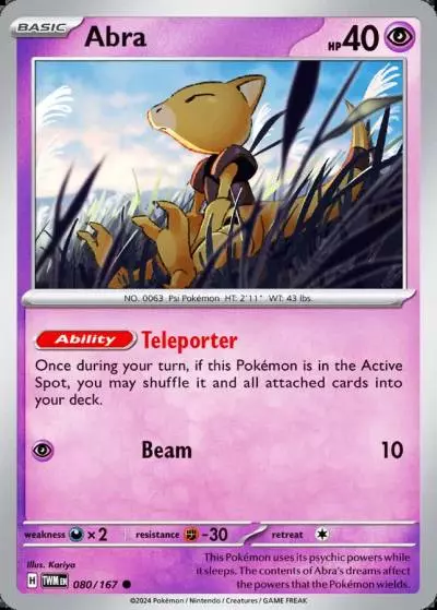 Abra 80/167 Twilight Masquerade Pokemon card