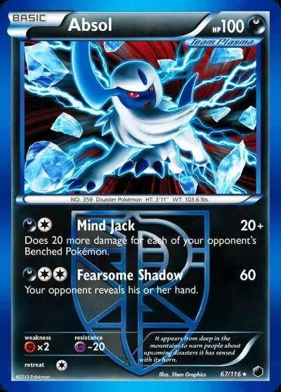 Absol 67/116 Plasma Freeze Pokemon card