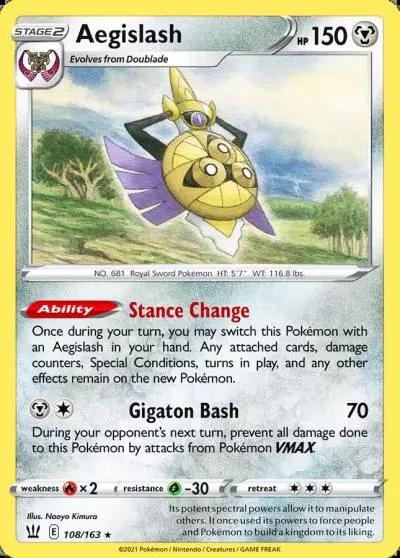 Aegislash 108/163 Battle Styles Pokemon card