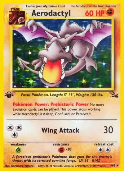 Aerodactyl 1/62 Fossil Pokemon card