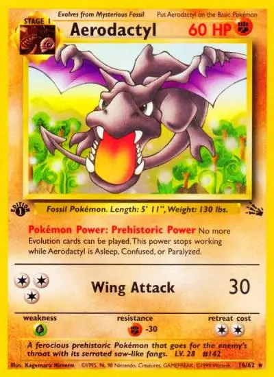 Aerodactyl 16/62 Fossil Pokemon card
