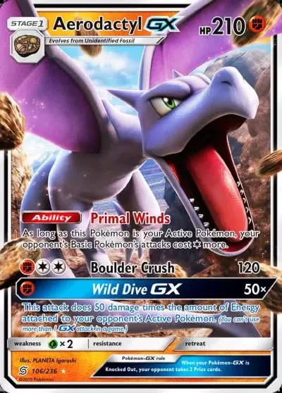 Aerodactyl-GX 106/236 Unified Minds Pokemon card