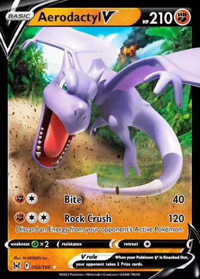 Aerodactyl V 92/196 Lost Origin Pokemon card