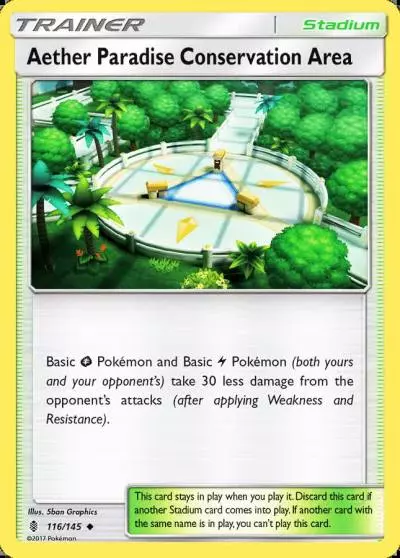 Aether Paradise Conservation Area 116/145 Guardians Rising Pokemon card
