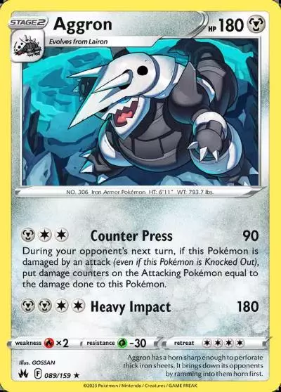 Aggron 89/159 Crown Zenith Pokemon card