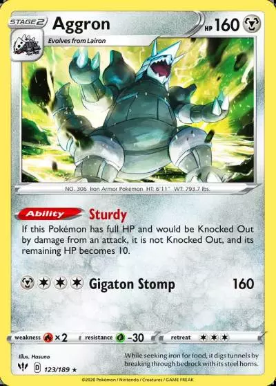 Aggron 123/189 Darkness Ablaze Pokemon card