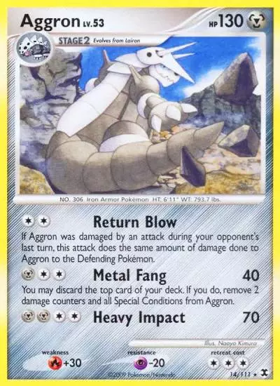 Aggron 14/111 Rising Rivals Pokemon card