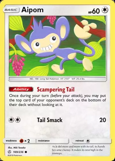 Aipom 169/236 Cosmic Eclipse Pokemon card