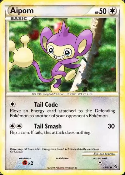 Aipom 43/95 HS—Unleashed Pokemon card