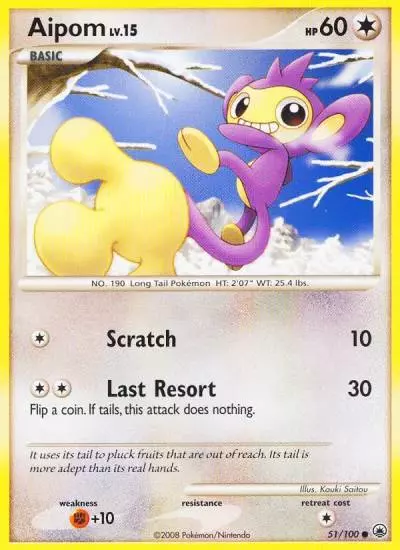 Aipom 51/100 Majestic Dawn Pokemon card