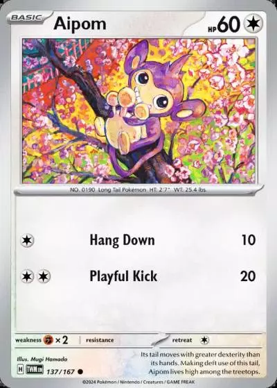 Aipom 137/167 Twilight Masquerade Pokemon card