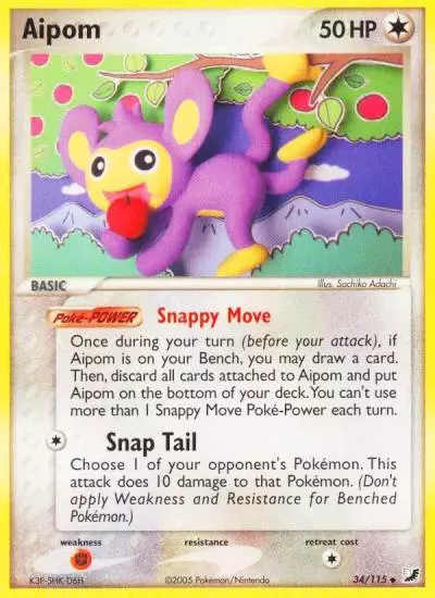 Aipom 34/115 Unseen Forces Pokemon card