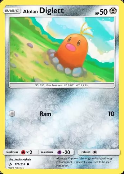 Alolan Diglett 121/214 Unbroken Bonds Pokemon card