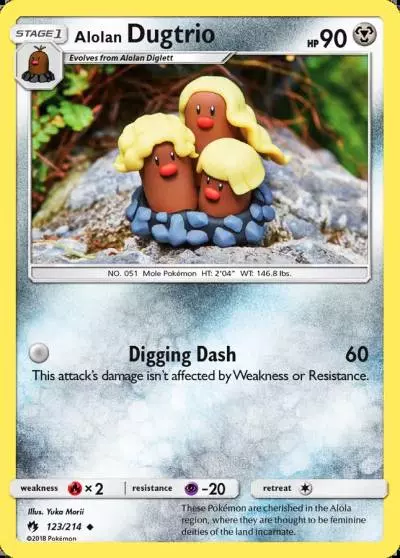 Alolan Dugtrio 123/214 Lost Thunder Pokemon card