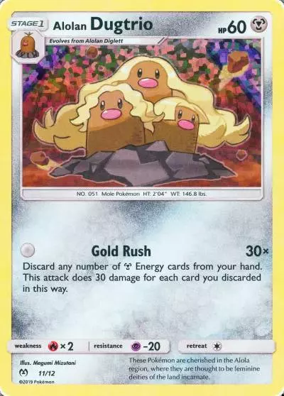 Alolan Dugtrio 11/12 McDonald's Collection 2019 Pokemon card