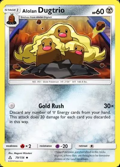 Alolan Dugtrio 79/156 Ultra Prism Pokemon card