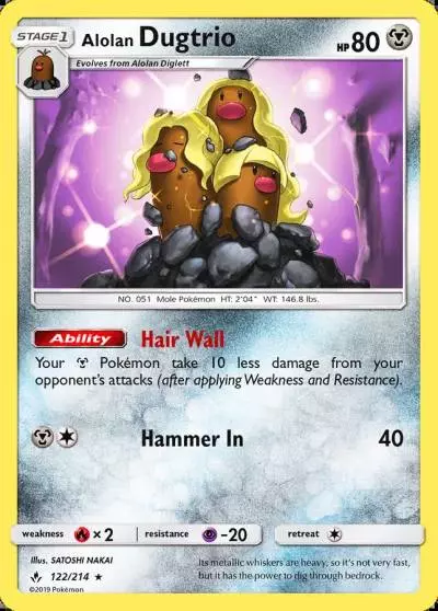 Alolan Dugtrio 122/214 Unbroken Bonds Pokemon card