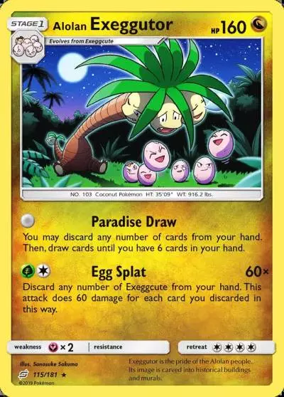 Alolan Exeggutor 115/181 Team Up Pokemon card