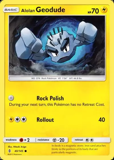Alolan Geodude 40/145 Guardians Rising Pokemon card