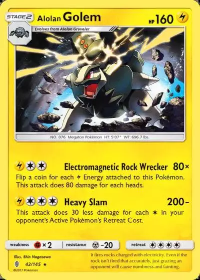 Alolan Golem 42/145 Guardians Rising Pokemon card