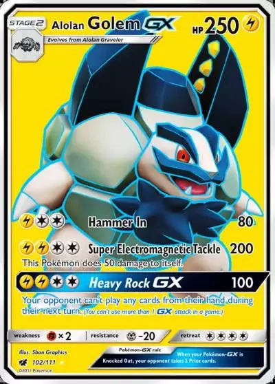 Alolan Golem-GX 102/111 Crimson Invasion Pokemon card