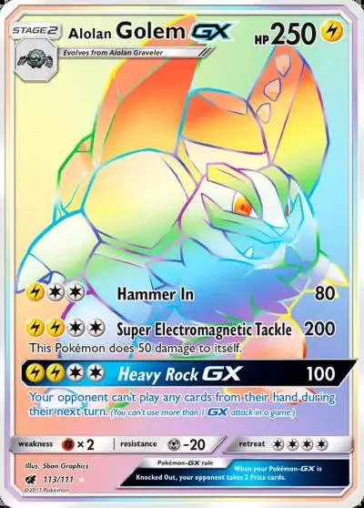 Alolan Golem-GX 113/111 Crimson Invasion Pokemon card