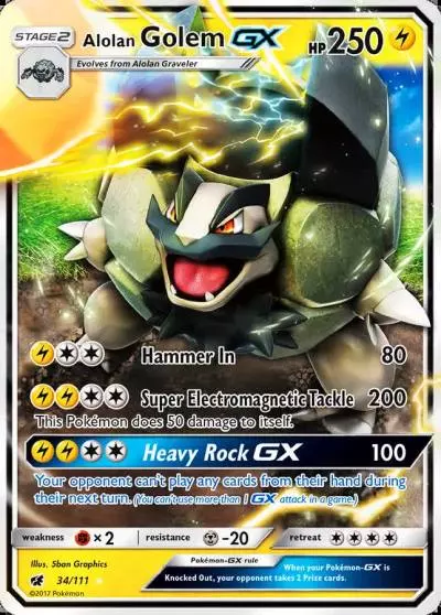 Alolan Golem-GX 34/111 Crimson Invasion Pokemon card
