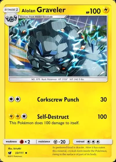 Alolan Graveler 33/111 Crimson Invasion Pokemon card