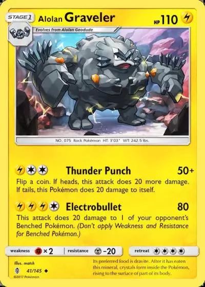 Alolan Graveler 41/145 Guardians Rising Pokemon card