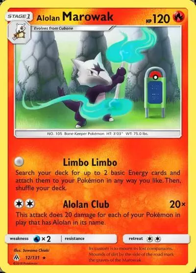 Alolan Marowak 12/131 Forbidden Light Pokemon card