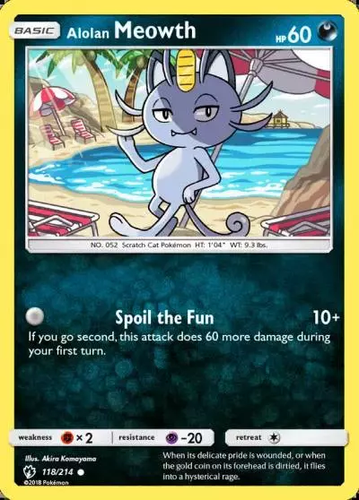 Alolan Meowth 118/214 Lost Thunder Pokemon card