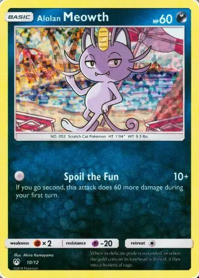 Alolan Meowth 10/12 McDonald's Collection 2019 Pokemon card