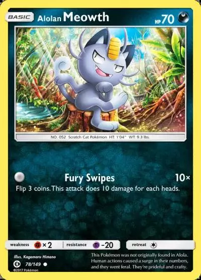 Alolan Meowth 78/149 Sun & Moon Pokemon card