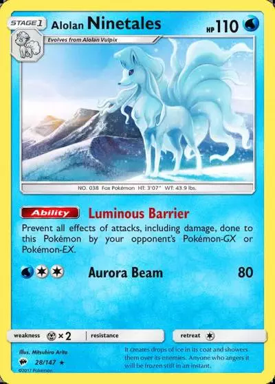 Alolan Ninetales 28/147 Burning Shadows Pokemon card
