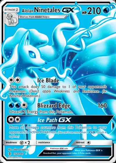 Alolan Ninetales-GX 132/145 Guardians Rising Pokemon card