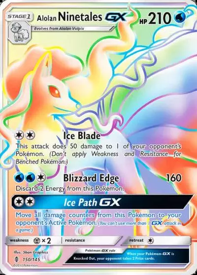 Alolan Ninetales-GX 150/145 Guardians Rising Pokemon card