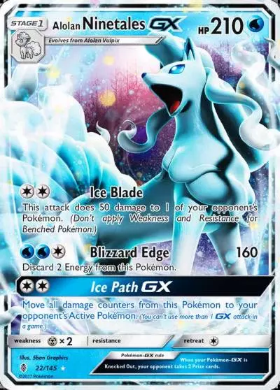 Alolan Ninetales-GX 22/145 Guardians Rising Pokemon card